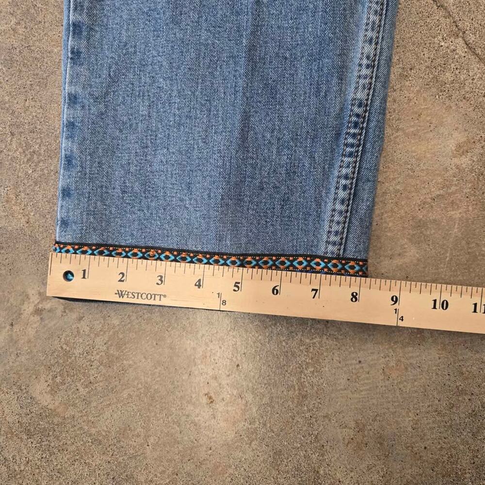 Levi's 505 Regular Fit Custom Embroidered Hem Jeans size 38 hemmed to 27" inseam - Picture 5 of 8